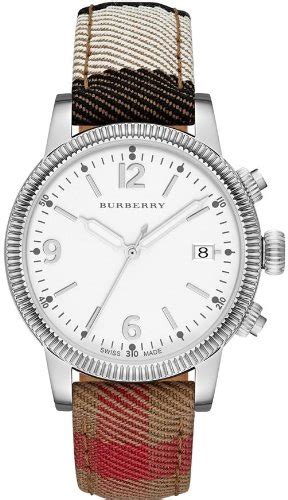 burberry classic check strap women's watch bu7824|Burberry BU7824 Silver Tone White Dial Textile Nova Leather .